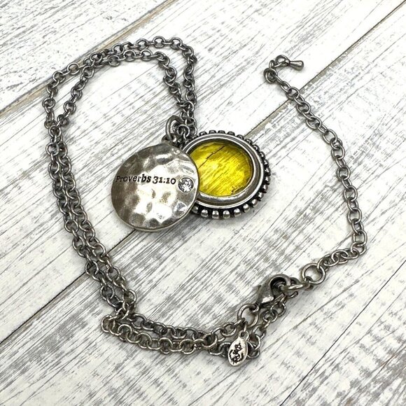 Premier Designs Proverbs 31:10 Rhinestone Necklace Brushed Silver Tone - Picture 3 of 4